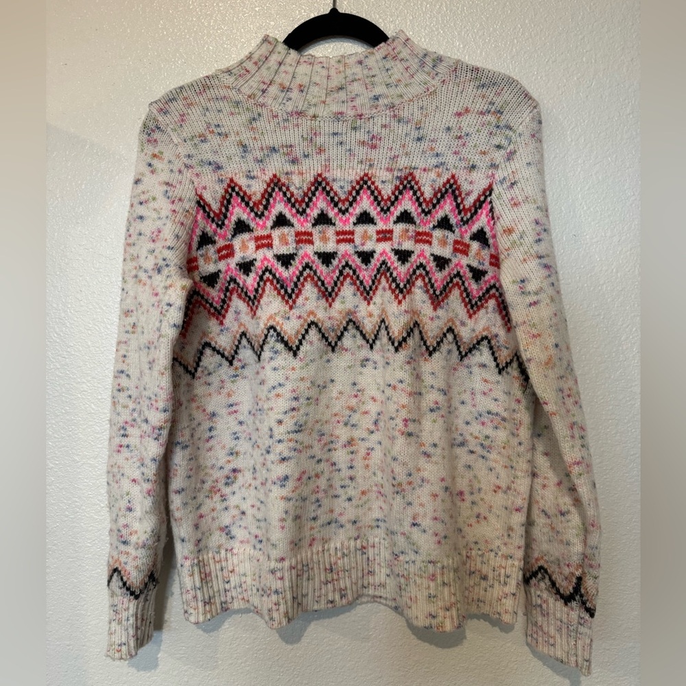 Loft Fair Isle Confetti Mock Neck Sweater Women’s S Comfy Ski Vacation